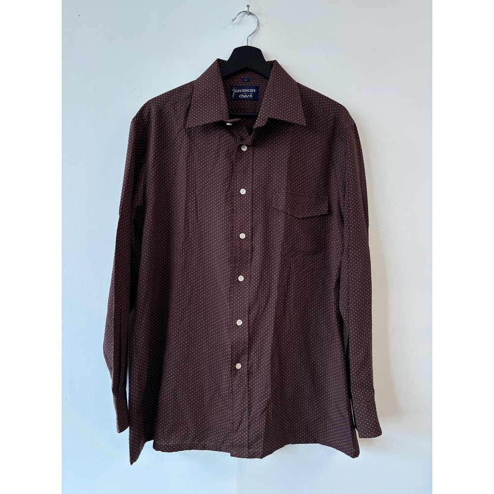 Vintage Givenchy for Chesa Shirt Mens Large Polka Dot Button Up Long Sleeve 80s
